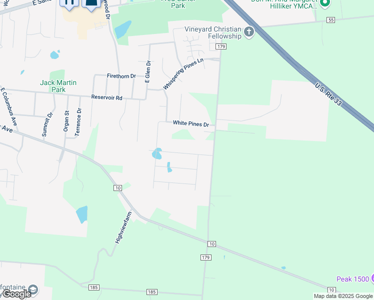 map of restaurants, bars, coffee shops, grocery stores, and more near 1110 Township Road 179 in Bellefontaine