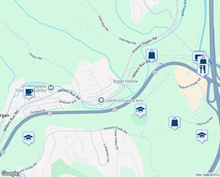 map of restaurants, bars, coffee shops, grocery stores, and more near 338 2nd Avenue in Bridgeville