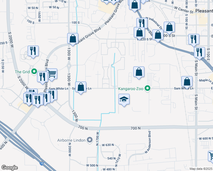 map of restaurants, bars, coffee shops, grocery stores, and more near 929 West 670 South in Pleasant Grove