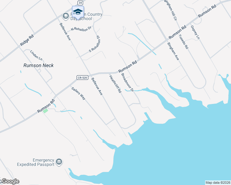 map of restaurants, bars, coffee shops, grocery stores, and more near 6 Heathcliff Road in Rumson