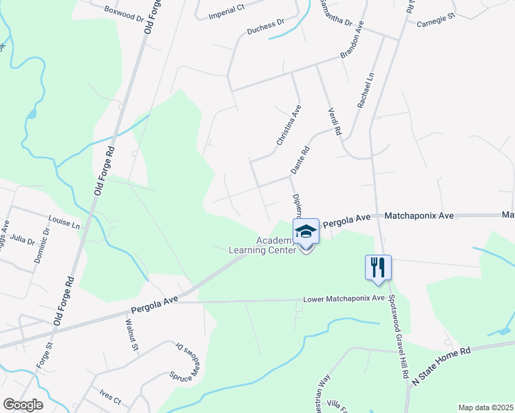 map of restaurants, bars, coffee shops, grocery stores, and more near 22 Dante Road in Monroe Township