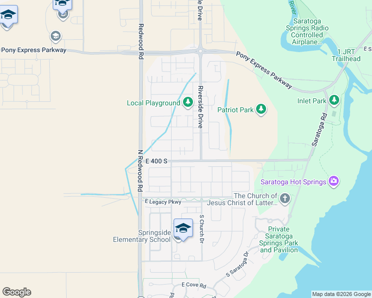 map of restaurants, bars, coffee shops, grocery stores, and more near 193 East Meandering Way in Saratoga Springs