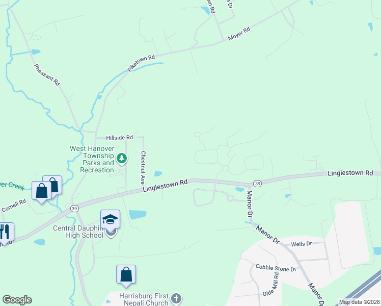 map of restaurants, bars, coffee shops, grocery stores, and more near 7229 Rock Ridge Avenue in Dauphin County