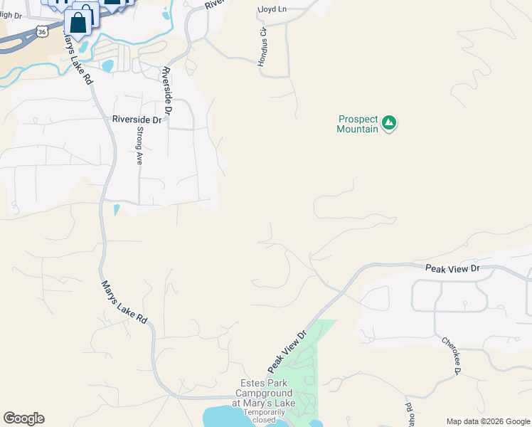 map of restaurants, bars, coffee shops, grocery stores, and more near 1267 Upper Venner Road in Estes Park