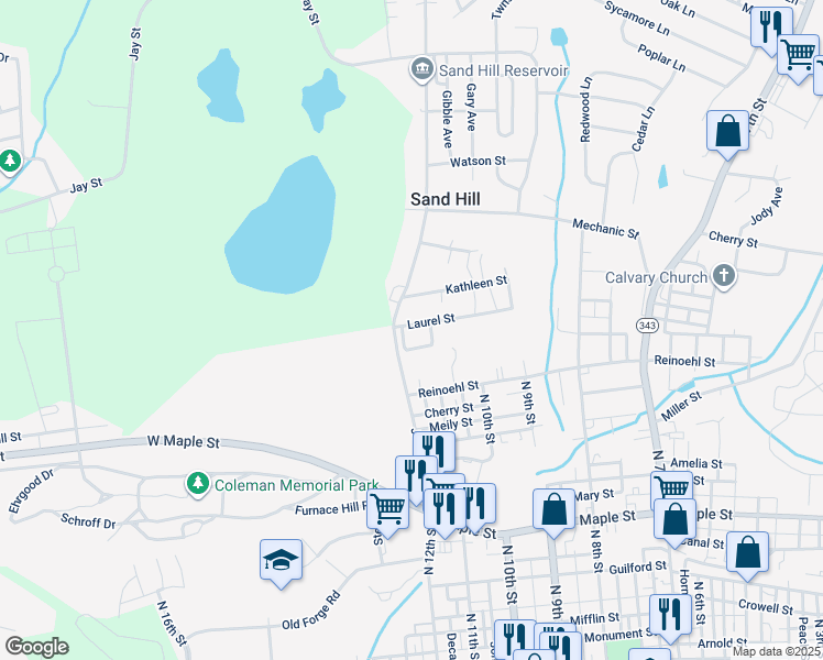 map of restaurants, bars, coffee shops, grocery stores, and more near 1112 Laurel Street in Lebanon