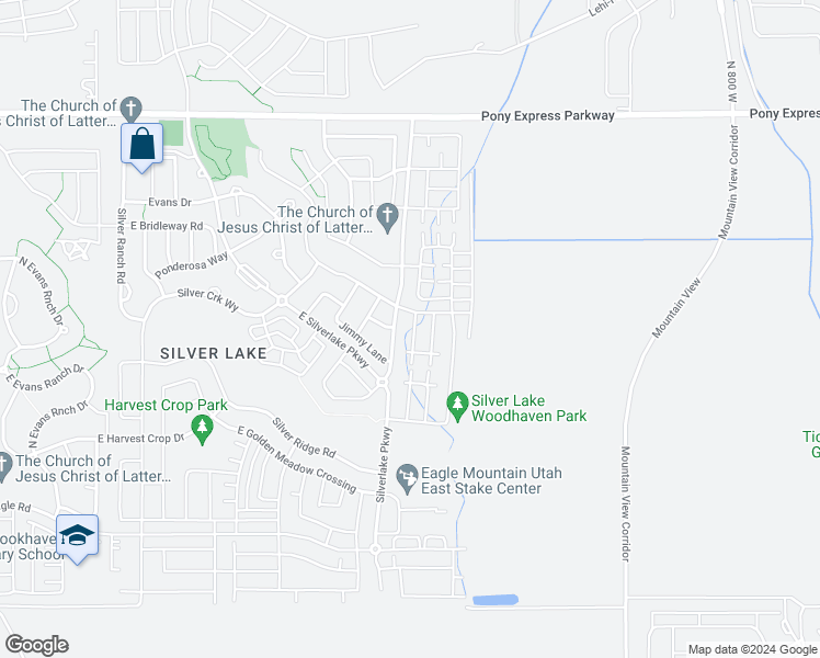map of restaurants, bars, coffee shops, grocery stores, and more near 4737 Brittany Way in Eagle Mountain