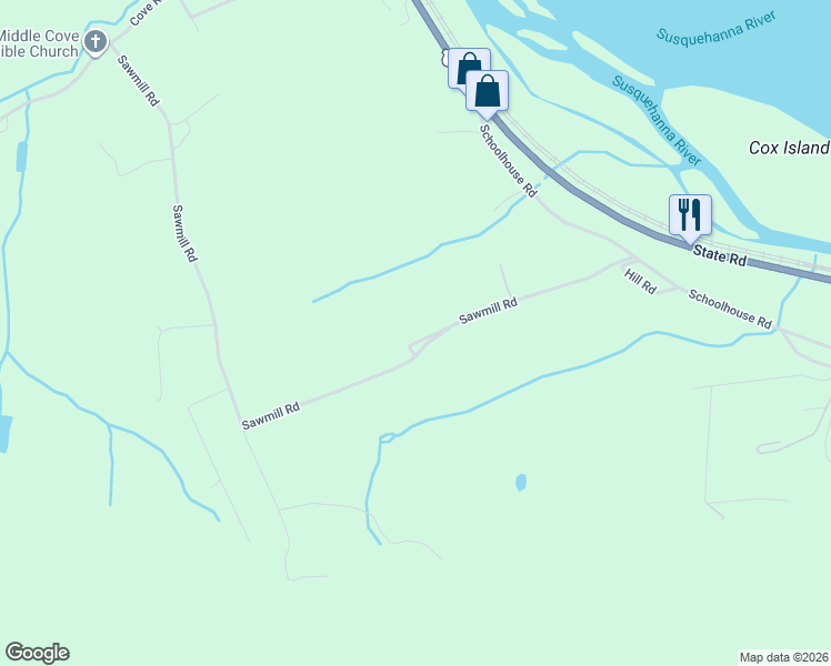 map of restaurants, bars, coffee shops, grocery stores, and more near 271 Sawmill Road in Duncannon