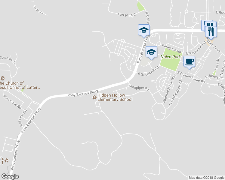 map of restaurants, bars, coffee shops, grocery stores, and more near 2809 East Hideout Drive in Eagle Mountain