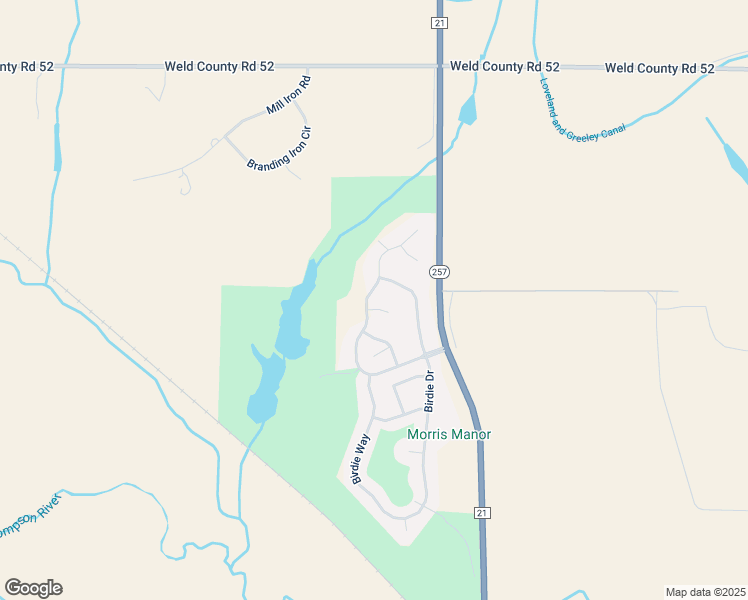 map of restaurants, bars, coffee shops, grocery stores, and more near 2153 Country Club Parkway in Milliken