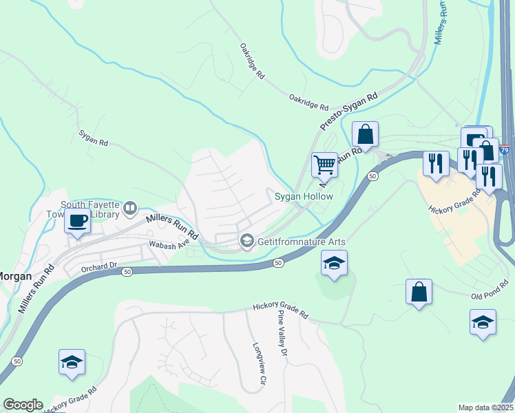 map of restaurants, bars, coffee shops, grocery stores, and more near 349 2nd Avenue in Bridgeville