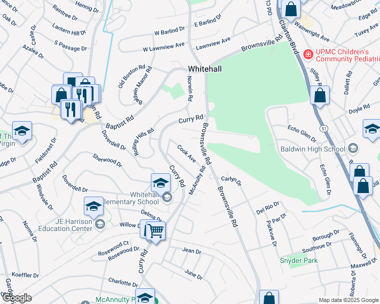 map of restaurants, bars, coffee shops, grocery stores, and more near 4661 Cook Ave in Pittsburgh