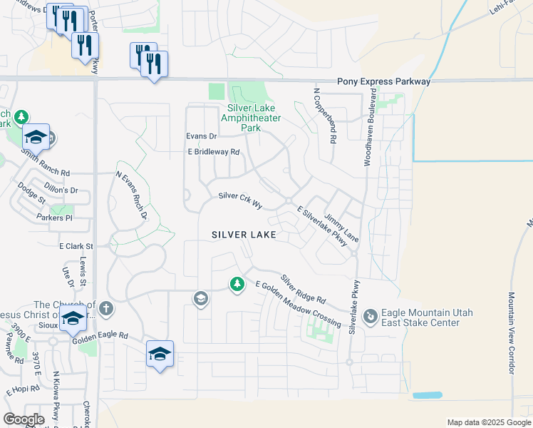 map of restaurants, bars, coffee shops, grocery stores, and more near 7571 Lexi Loop in Eagle Mountain