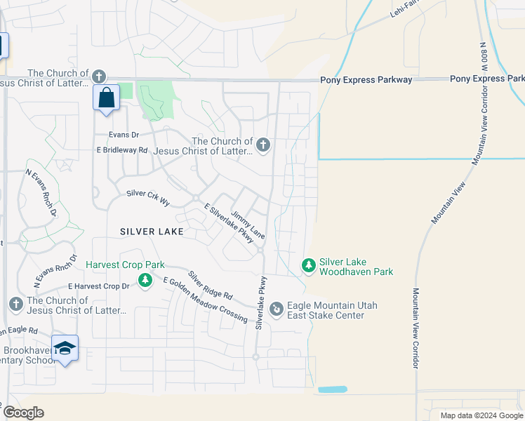 map of restaurants, bars, coffee shops, grocery stores, and more near 4737 Brittany Way in Eagle Mountain