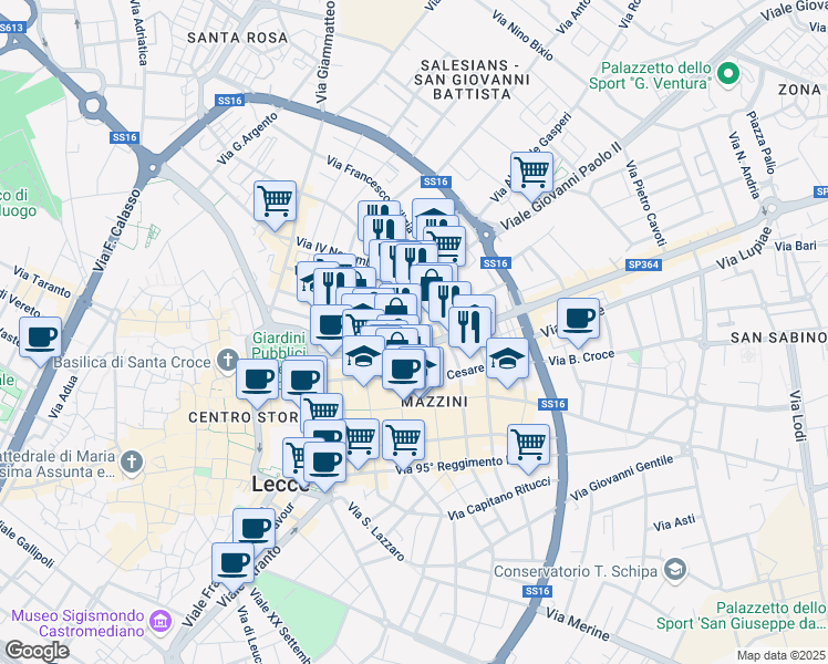 map of restaurants, bars, coffee shops, grocery stores, and more near 6 Via SS. Giacomo e Filippo in Lecce