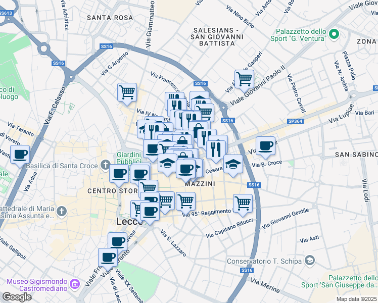 map of restaurants, bars, coffee shops, grocery stores, and more near 6 Via SS. Giacomo e Filippo in Lecce