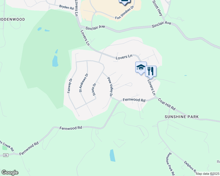 map of restaurants, bars, coffee shops, grocery stores, and more near 514 Pine Valley Drive in Steubenville
