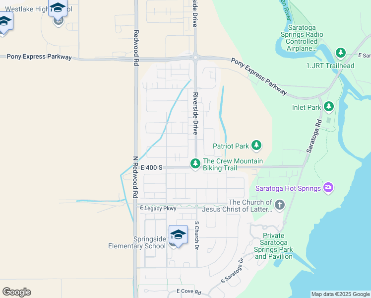 map of restaurants, bars, coffee shops, grocery stores, and more near 127 East Meandering Way in Saratoga Springs