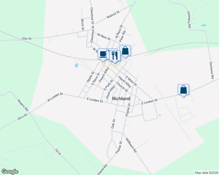 map of restaurants, bars, coffee shops, grocery stores, and more near 122 South Park Street in Richland