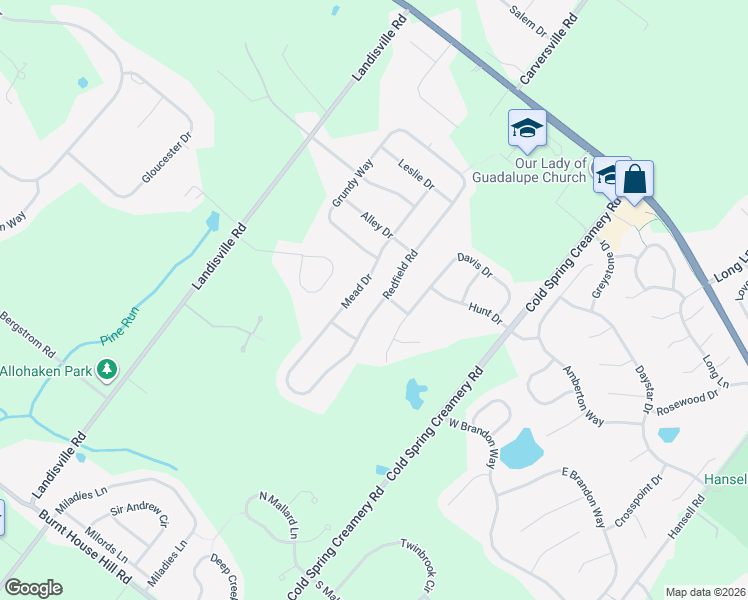 map of restaurants, bars, coffee shops, grocery stores, and more near 4930 Redfield Road in Doylestown