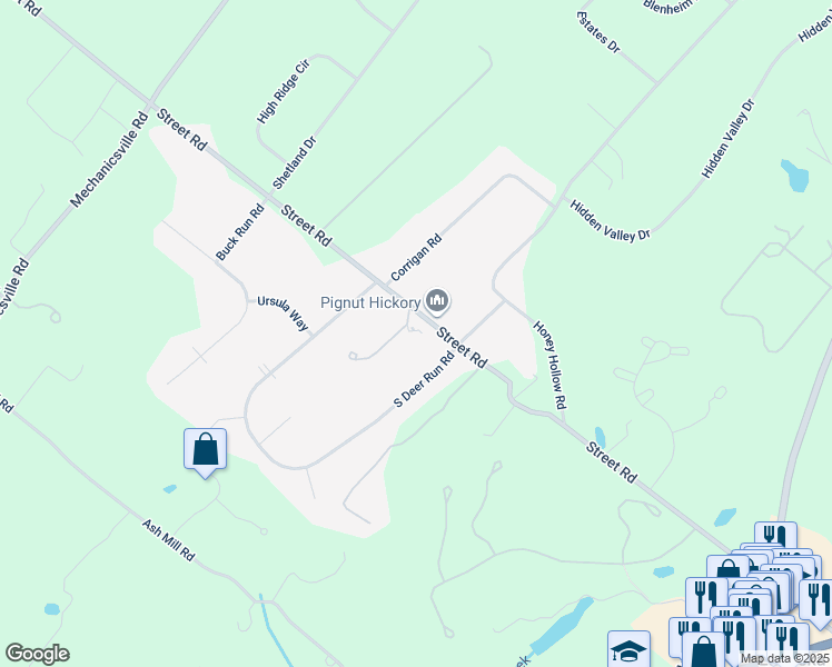 map of restaurants, bars, coffee shops, grocery stores, and more near 5877 Pheasant Lane in Doylestown