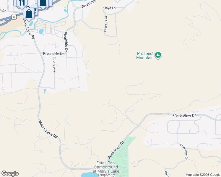map of restaurants, bars, coffee shops, grocery stores, and more near 1267 Upper Venner Road in Estes Park