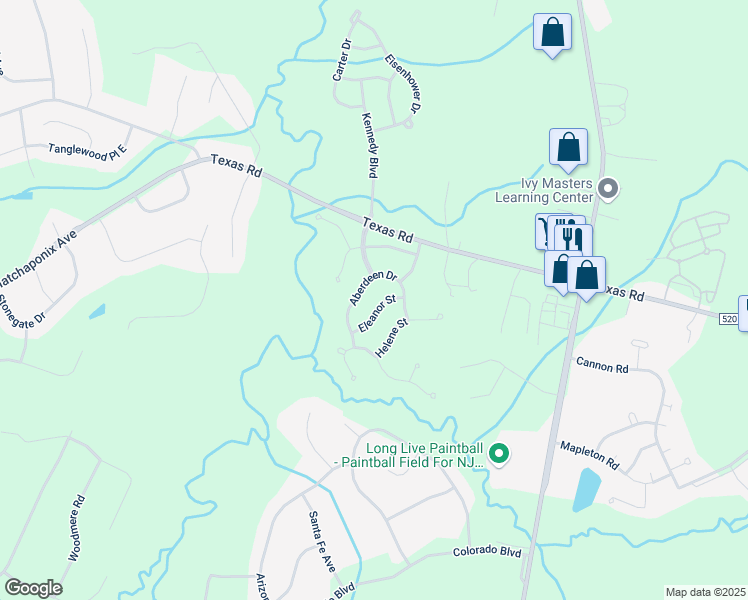 map of restaurants, bars, coffee shops, grocery stores, and more near 14 Eleanor Street in Old Bridge