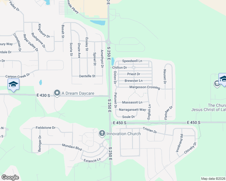 map of restaurants, bars, coffee shops, grocery stores, and more near 4313 Patuxet Drive in Lafayette
