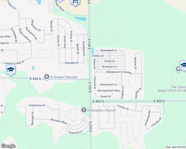 map of restaurants, bars, coffee shops, grocery stores, and more near 4313 Patuxet Drive in Lafayette