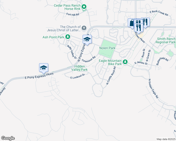 map of restaurants, bars, coffee shops, grocery stores, and more near 3063 Sandpiper Road in Eagle Mountain