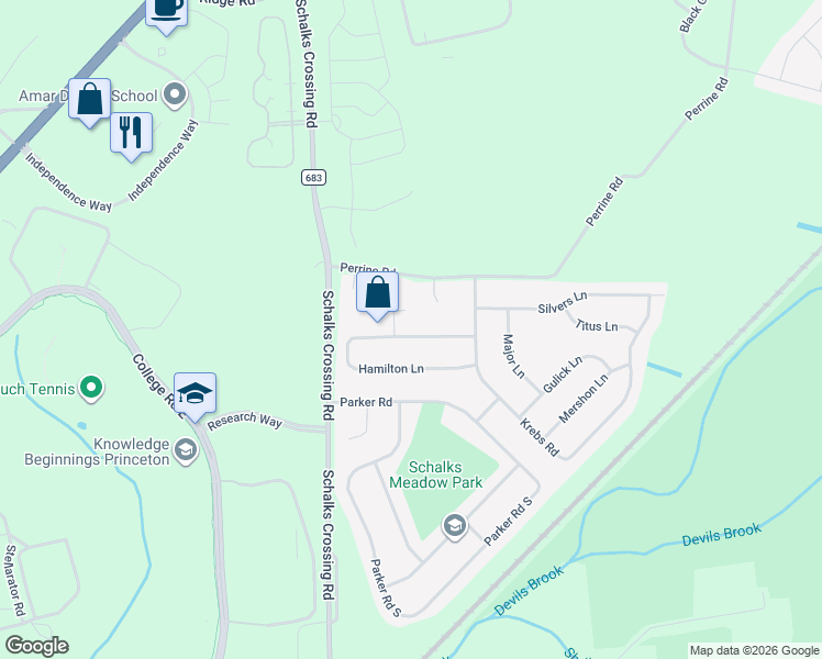 map of restaurants, bars, coffee shops, grocery stores, and more near 15 Hamilton Lane in Middlesex County
