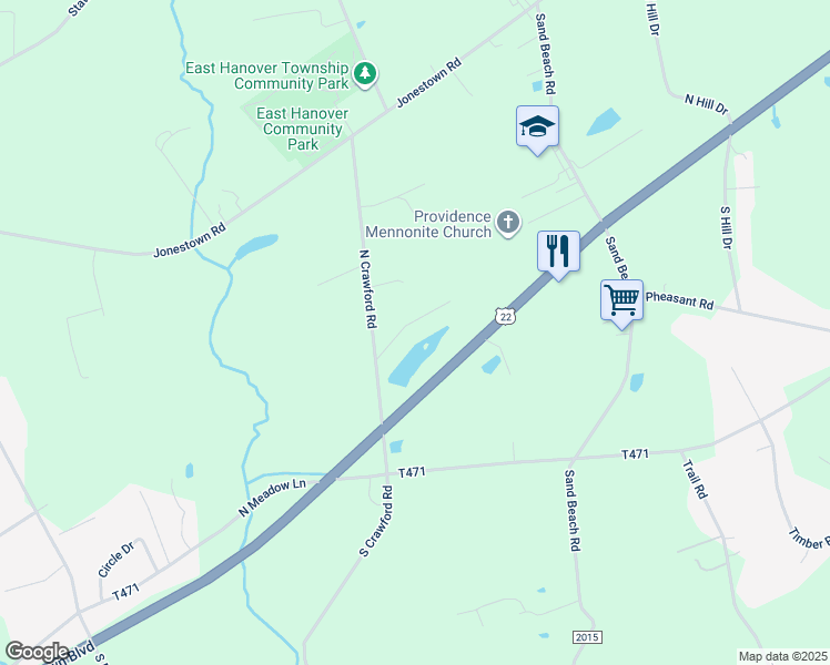 map of restaurants, bars, coffee shops, grocery stores, and more near 152 West Caren Drive in Grantville