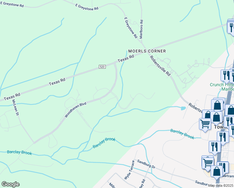 map of restaurants, bars, coffee shops, grocery stores, and more near 49 McCormick Avenue South in Old Bridge