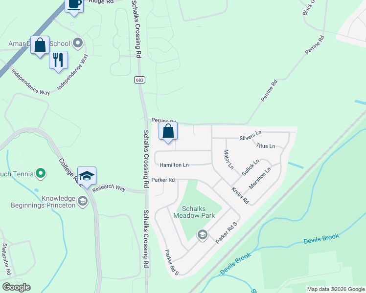 map of restaurants, bars, coffee shops, grocery stores, and more near 15 Hamilton Lane in Middlesex County