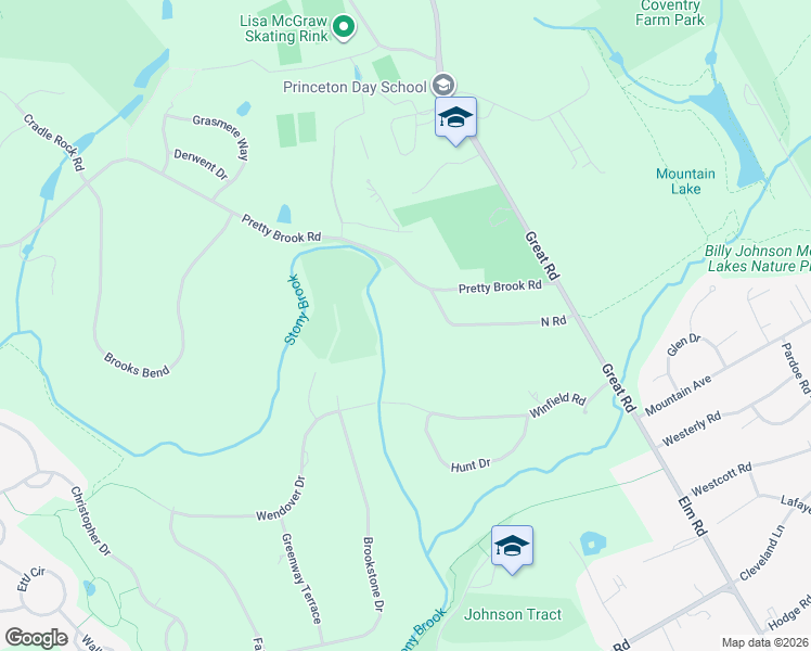 map of restaurants, bars, coffee shops, grocery stores, and more near 132 Pretty Brook Road in Princeton