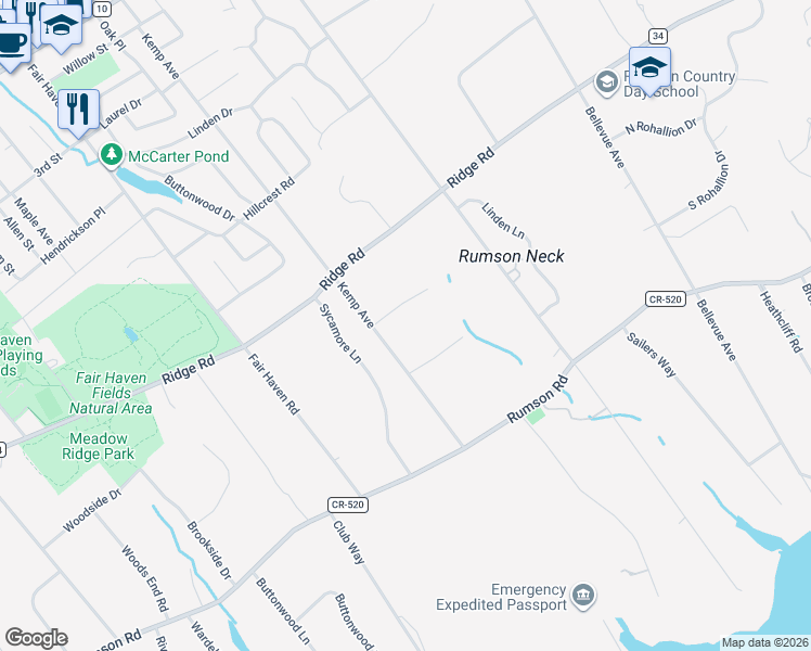 map of restaurants, bars, coffee shops, grocery stores, and more near 5 Laurel Lane in Rumson