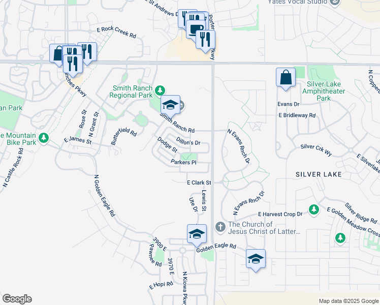 map of restaurants, bars, coffee shops, grocery stores, and more near 4113 East Cattle Drive in Eagle Mountain