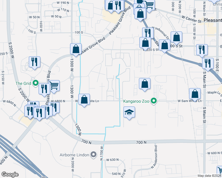 map of restaurants, bars, coffee shops, grocery stores, and more near 946 West State Street in Pleasant Grove