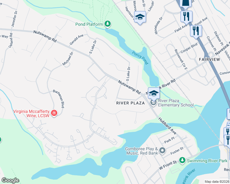 map of restaurants, bars, coffee shops, grocery stores, and more near 10 Courtney Way in Red Bank