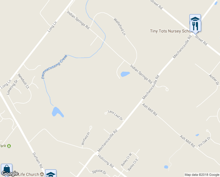 map of restaurants, bars, coffee shops, grocery stores, and more near 5536 Indian Ridge Road in Doylestown
