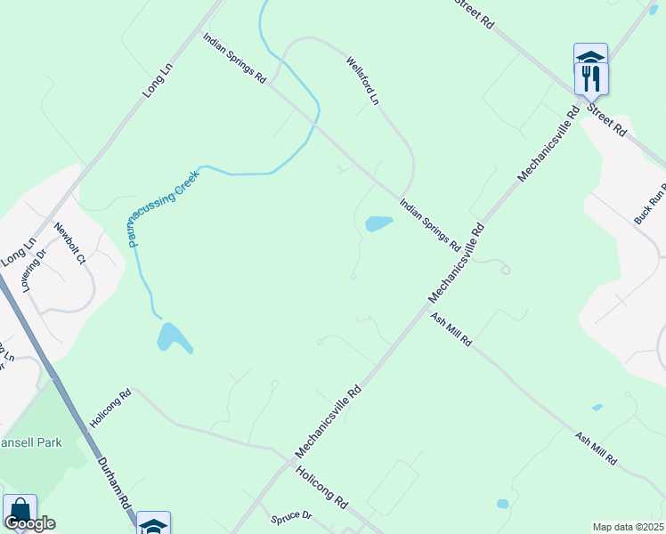 map of restaurants, bars, coffee shops, grocery stores, and more near 5536 Indian Ridge Road in Doylestown