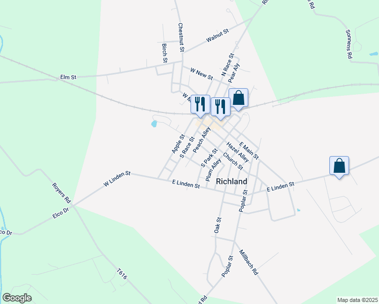 map of restaurants, bars, coffee shops, grocery stores, and more near 4 Pine Street in Lebanon