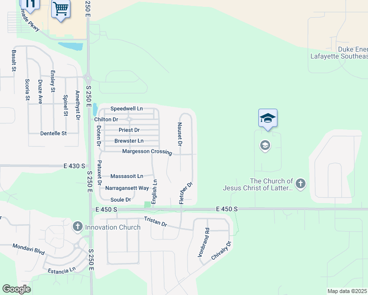 map of restaurants, bars, coffee shops, grocery stores, and more near 4265 Nauset Drive in Lafayette