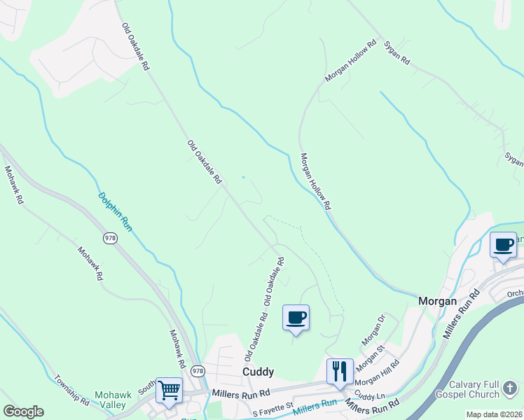 map of restaurants, bars, coffee shops, grocery stores, and more near 3072 Old Oakdale Road in McDonald