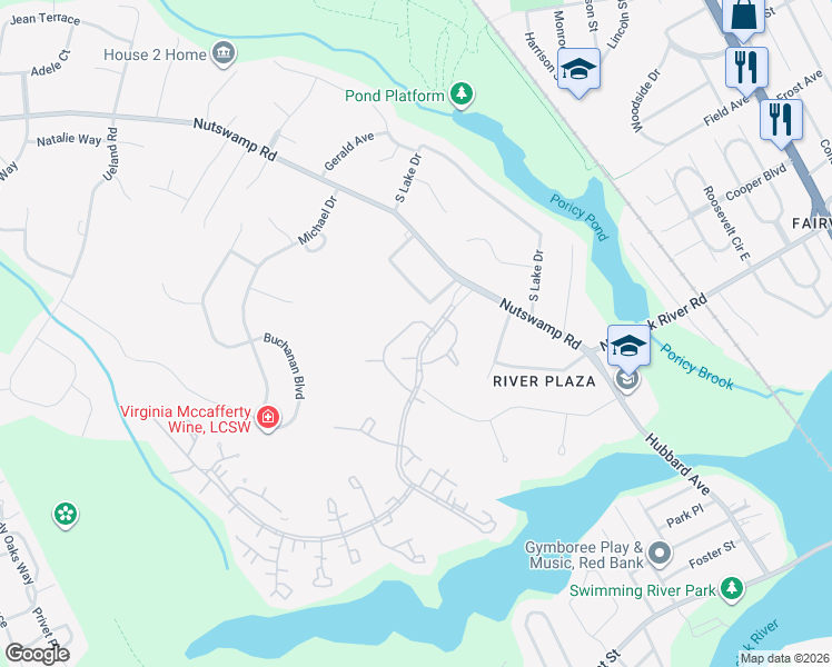 map of restaurants, bars, coffee shops, grocery stores, and more near 175 Lexington Court in Red Bank