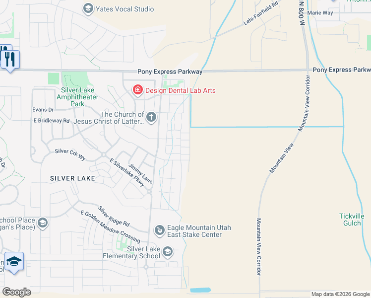 map of restaurants, bars, coffee shops, grocery stores, and more near 5177 East Moab Rim Court in Eagle Mountain