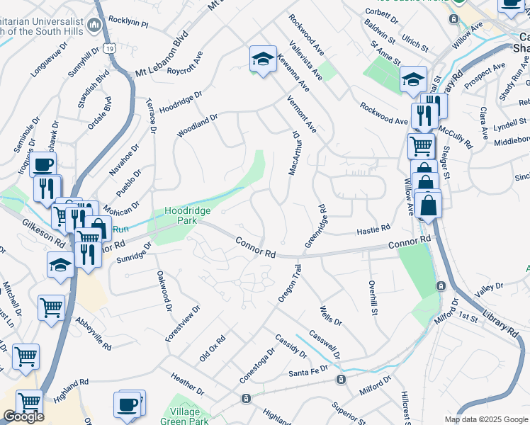 map of restaurants, bars, coffee shops, grocery stores, and more near 128 Marshall Drive in Pittsburgh