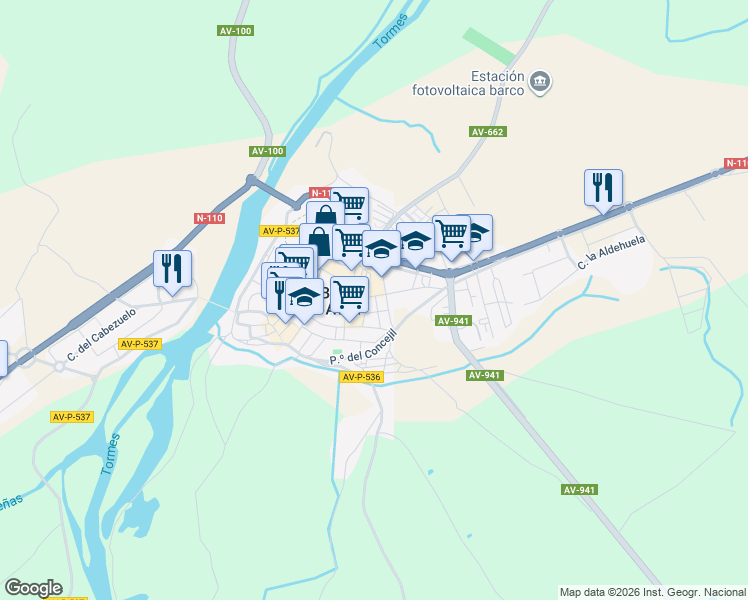 map of restaurants, bars, coffee shops, grocery stores, and more near 73 Calle de la Libertad in El Barco de Ávila
