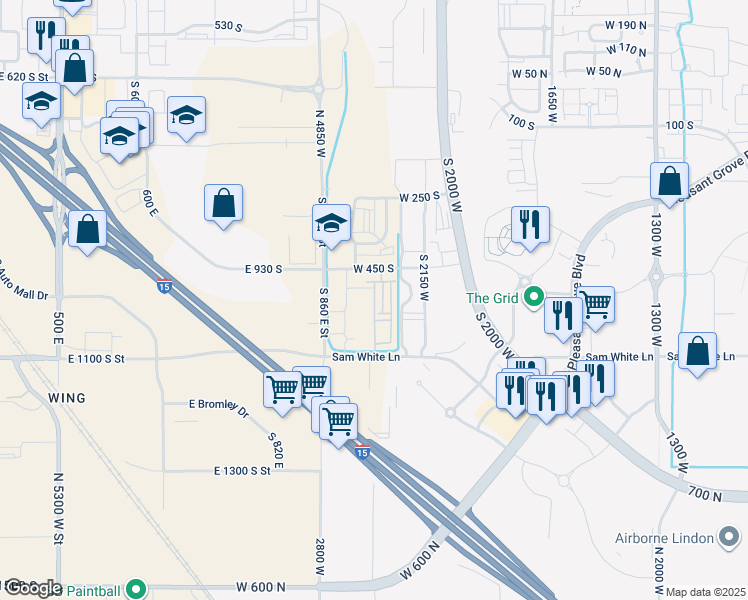 map of restaurants, bars, coffee shops, grocery stores, and more near 556 South 2310 West in American Fork