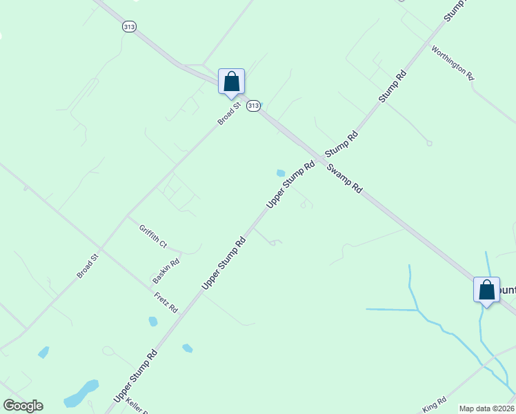 map of restaurants, bars, coffee shops, grocery stores, and more near 2224 Upper Stump Road in Perkasie