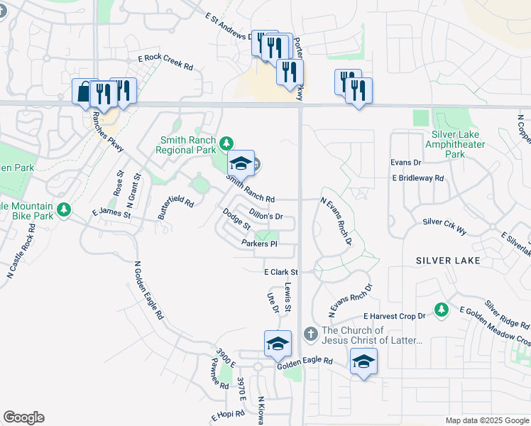 map of restaurants, bars, coffee shops, grocery stores, and more near 4049 Dillon's Drive in Eagle Mountain